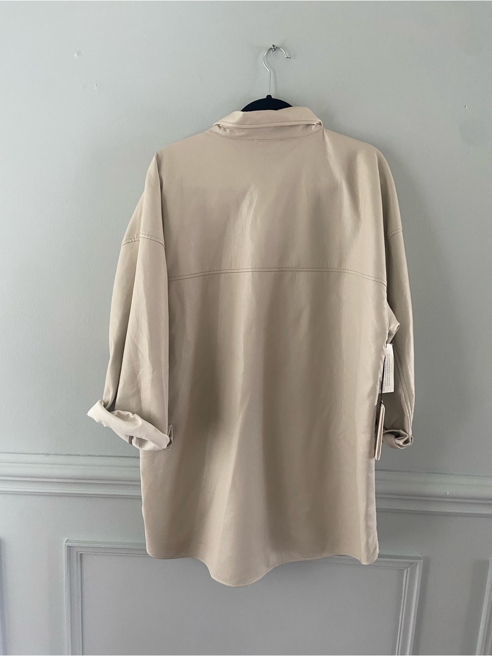 Babaton Soft Vegan Leather Button-Front Jacket - Taupe *see notes - Picture 2 of 6